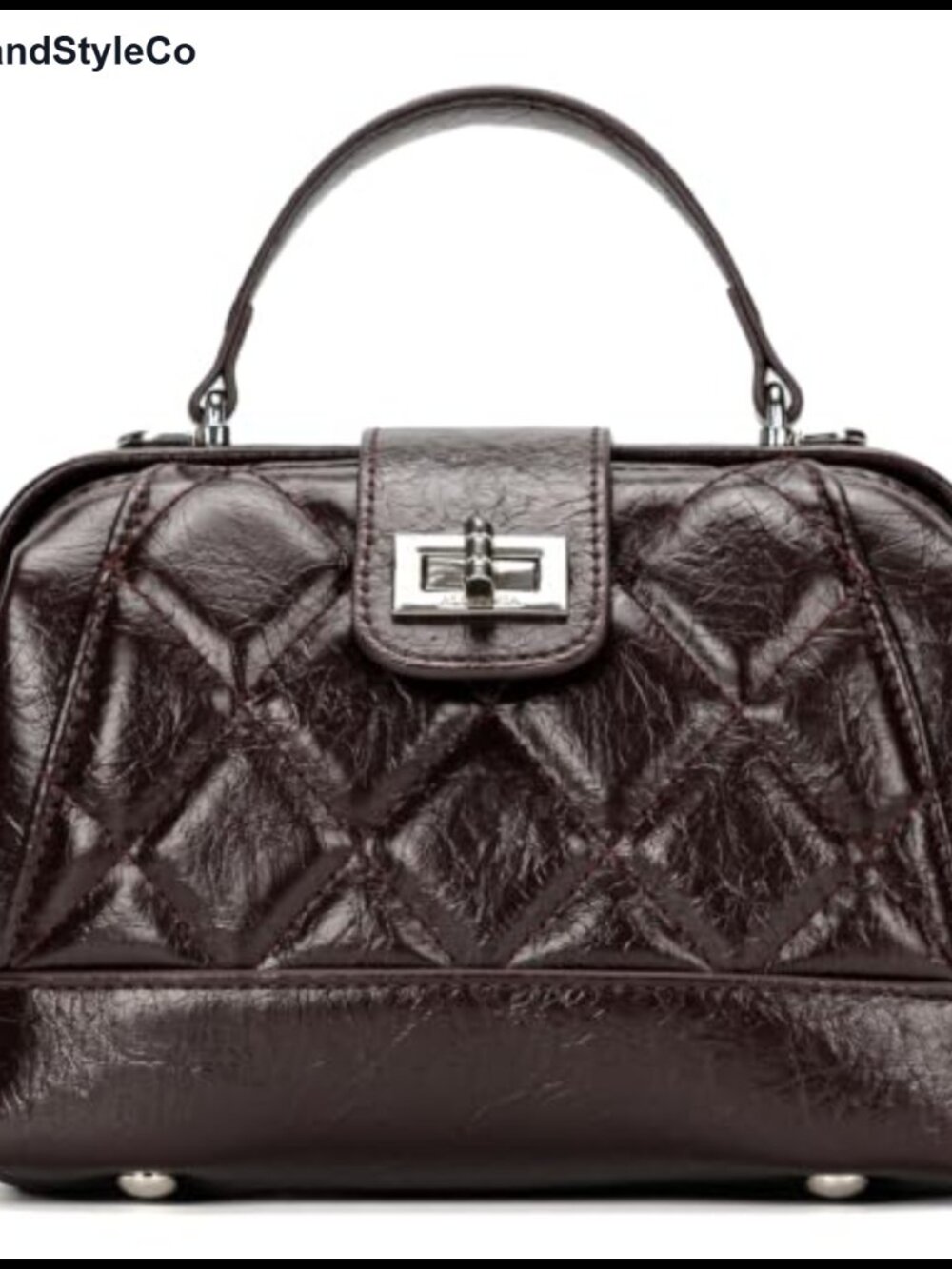 Quilted Mini Top-Handle Handbag Vegan Leather Crossbody Clutch Purse